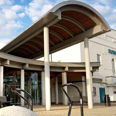Front view of Dorking Sports Centre building